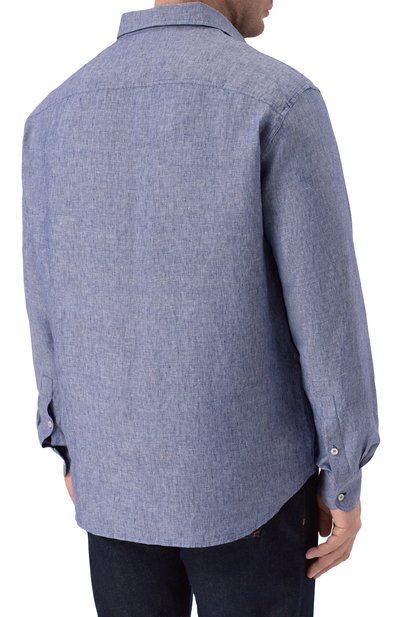 Льняная рубашка PAUL&SHARK синего цвета по цене 56150 руб., арт. 25413252_002, фото 4 Льняная рубашка PAUL&SHARK, арт. 25413252_002, фото 4