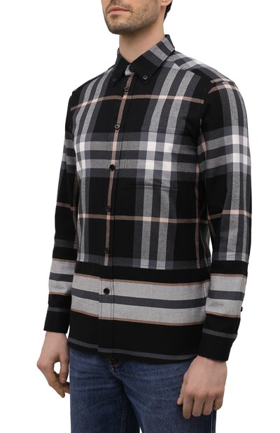 Хлопковая рубашка BURBERRY черного цвета по цене 79500 руб., арт. 8048146, фото 3 Хлопковая рубашка BURBERRY, арт. 8048146, фото 3