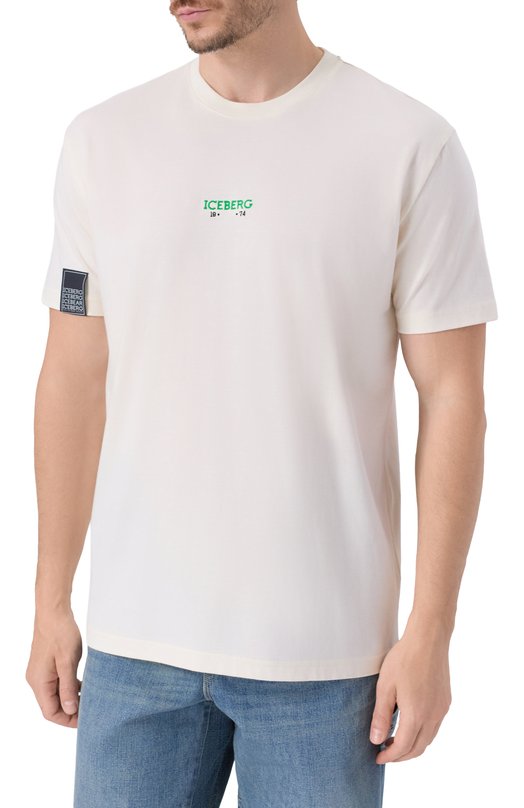 Хлопковая футболка Iceberg F049/6325 Кремовый  F049/6325 Фото 3