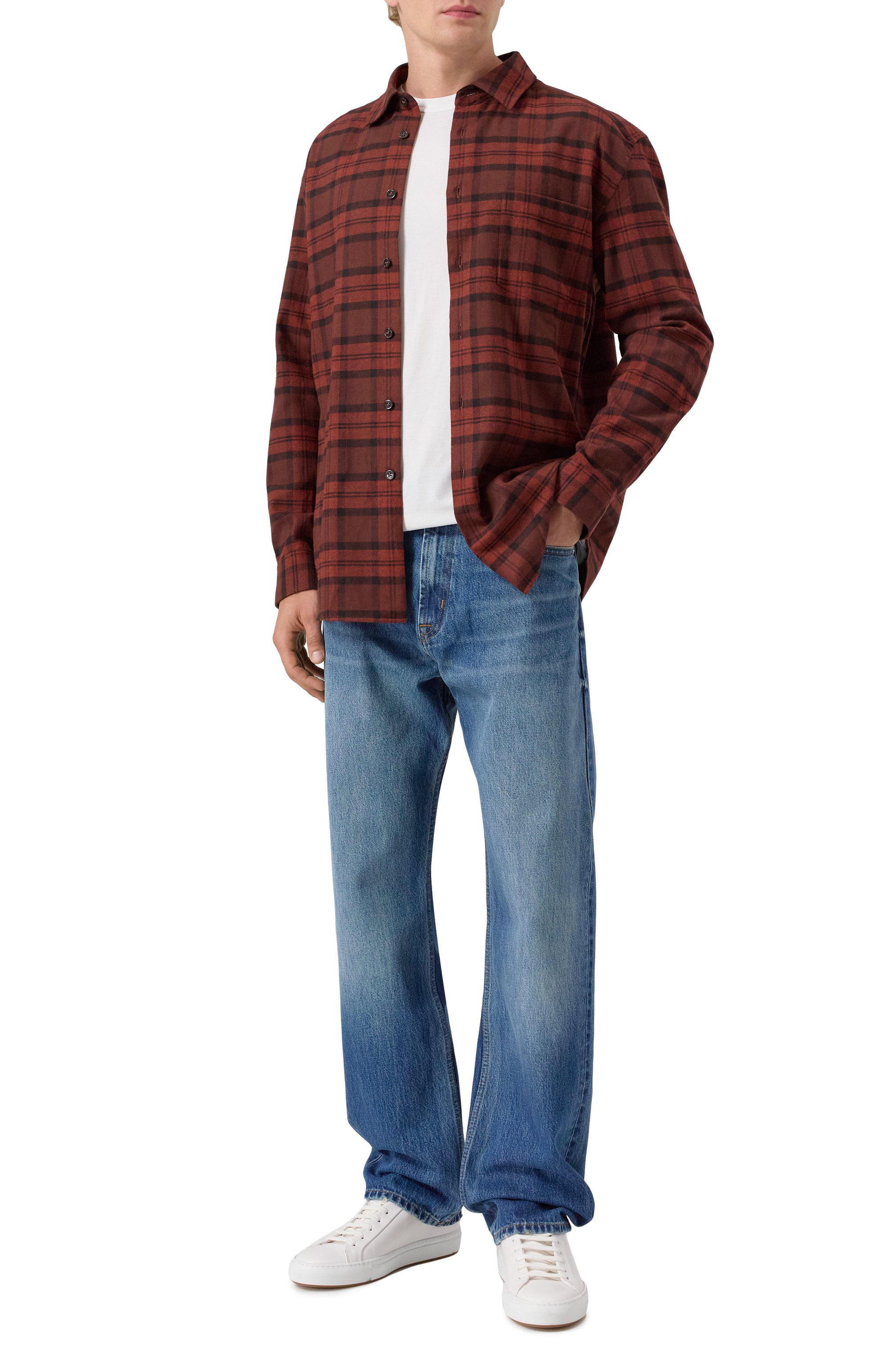 Джинсы modern straight 7 FOR ALL MANKIND синего цвета по цене 31550 руб., арт. 7TD80E35-1DH, фото 2 Джинсы modern straight 7 FOR ALL MANKIND, арт. 7TD80E35-1DH, фото 2