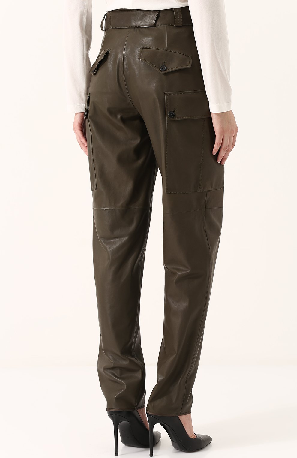 Однотонные кожаные брюки с защипами TOM FORD, арт. PAL640-LEX177, фото 4