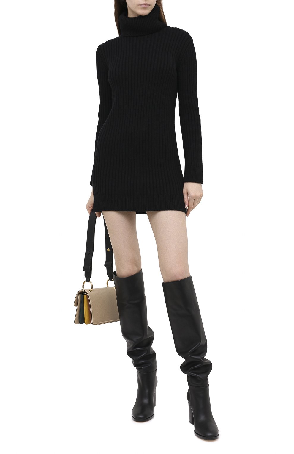 Кашемировое платье SAINT LAURENT черного цвета по цене 180500 руб., арт. 636046/YALJ2, фото 2 Кашемировое платье SAINT LAURENT, арт. 636046/YALJ2, фото 2