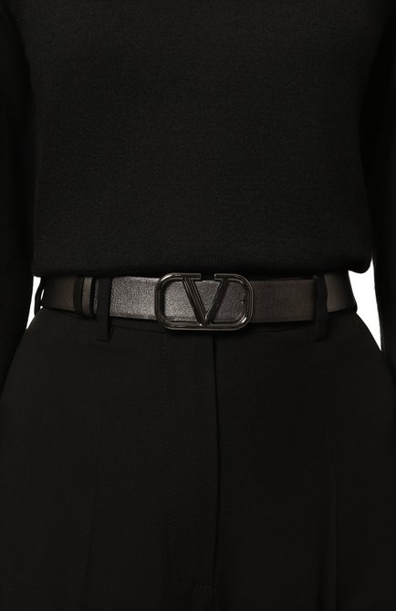 Женский двусторонний ремень vlogo signature VALENTINO серого цвета, арт. 5W0T0T15/FQQ | Фото 2 (Нос: Не проставлено; Материал: Натуральная кожа; Материал сплава: Проставлено)