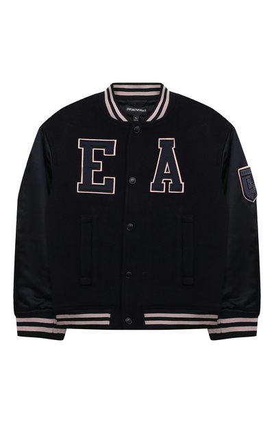 Шерстяной бомбер EMPORIO ARMANI темно-синего цвета по цене 43150 руб., арт. 6L4B61/1NDYZ, фото 1 Шерстяной бомбер EMPORIO ARMANI, арт. 6L4B61/1NDYZ, фото 1