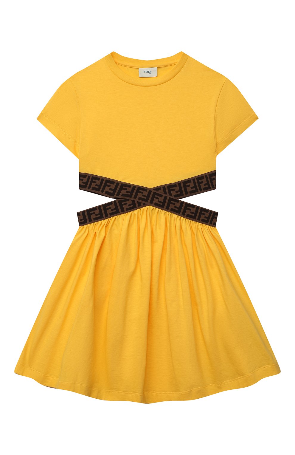 Хлопковое платье FENDI желтого цвета по цене 47200 руб., арт. JFB443/7AJ/8A-12+, фото 1 Хлопковое платье FENDI, арт. JFB443/7AJ/8A-12+, фото 1