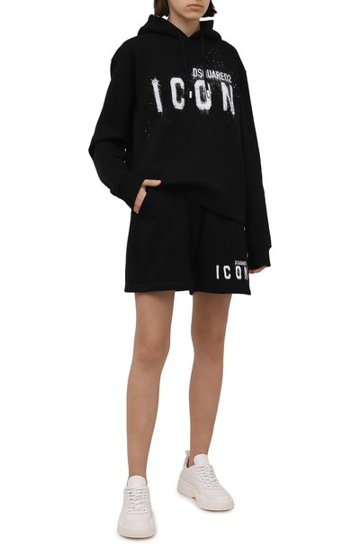 Хлопковые шорты DSQUARED2 черного цвета по цене 29950 руб., арт. S80MU0016/S25516, фото 2 Хлопковые шорты DSQUARED2, арт. S80MU0016/S25516, фото 2