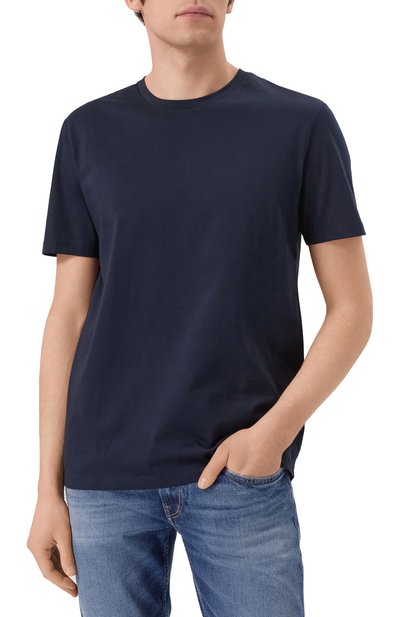 Хлопковая футболка BOSS темно-синего цвета по цене 11950 руб., арт. 50468395, фото 3 Хлопковая футболка BOSS, арт. 50468395, фото 3