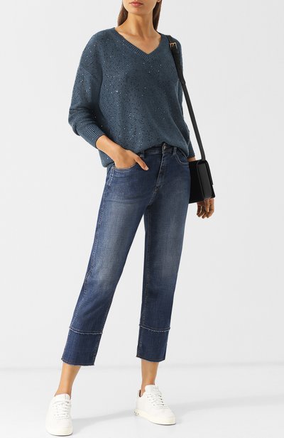 Пуловер из смеси кашемира и шелка с v-образным вырезом BRUNELLO CUCINELLI, арт. M73541012, фото 2