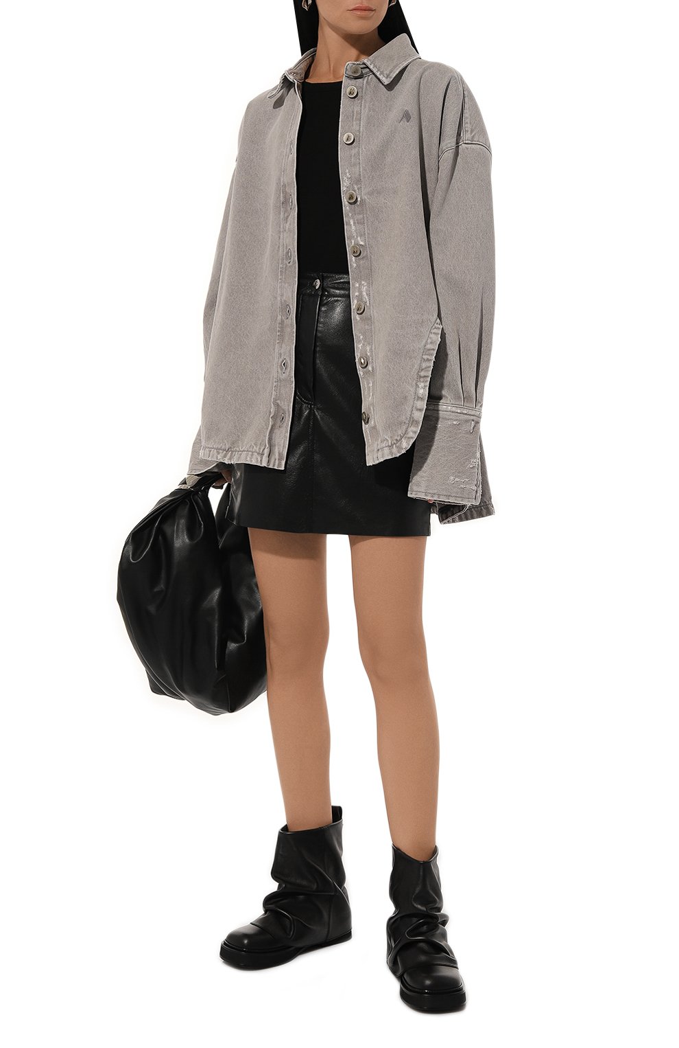 Джинсовая рубашка THE ATTICO серого цвета по цене 82850 руб., арт. 247WCB68, фото 2 Джинсовая рубашка THE ATTICO, арт. 247WCB68, фото 2