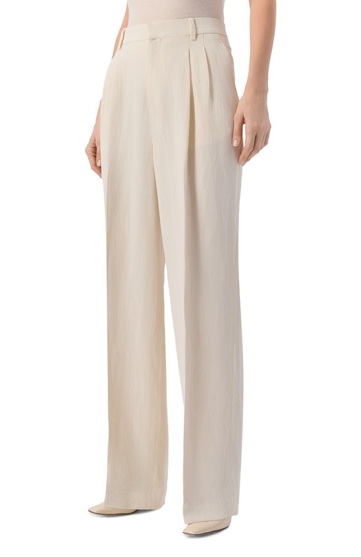 Брюки из вискозы и льна Petar Petrov S26TP12 Кремовый  S26TP12 Фото 3
