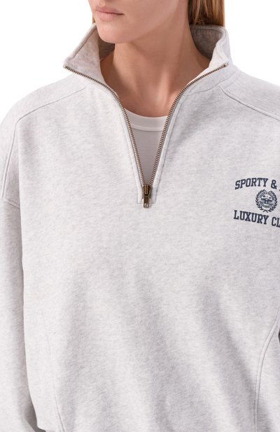 Хлопковый анорак luxury club SPORTY AND RICH серого цвета по цене 36450 руб., арт. ST0987842GY03/S&R LUXURY CLUB QUARTER ZIP, фото 5 Хлопковый анорак luxury club SPORTY AND RICH, арт. ST0987842GY03/S&R LUXURY CLUB QUARTER ZIP, фото 5