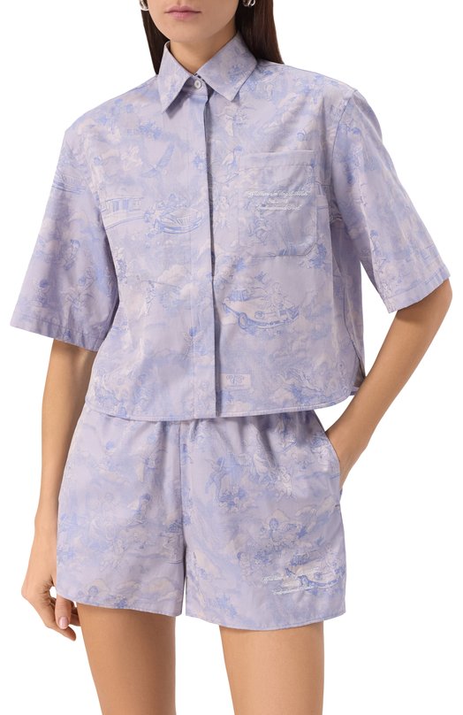 Хлопковая рубашка Off-White 0WGG006S25FAB0014201 Голубой  0WGG006S25FAB0014201 Фото 3