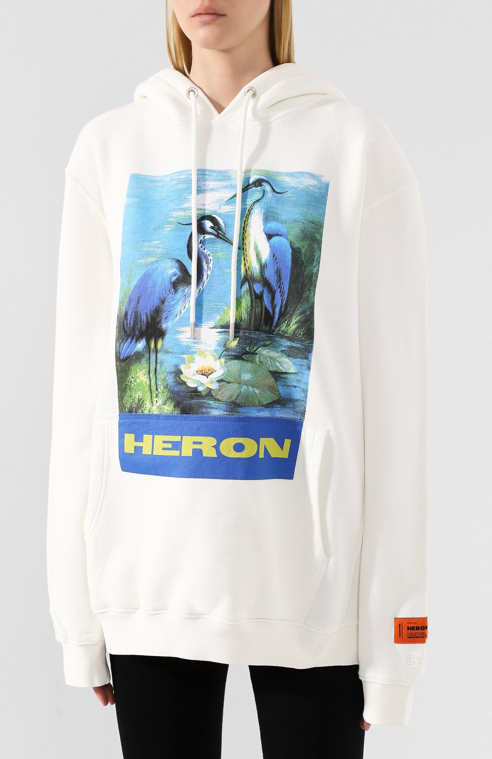 Хлопковое худи HERON PRESTON белого цвета по цене 29750 руб., арт. HWBB001E198080220288, фото 3 Хлопковое худи HERON PRESTON, арт. HWBB001E198080220288, фото 3