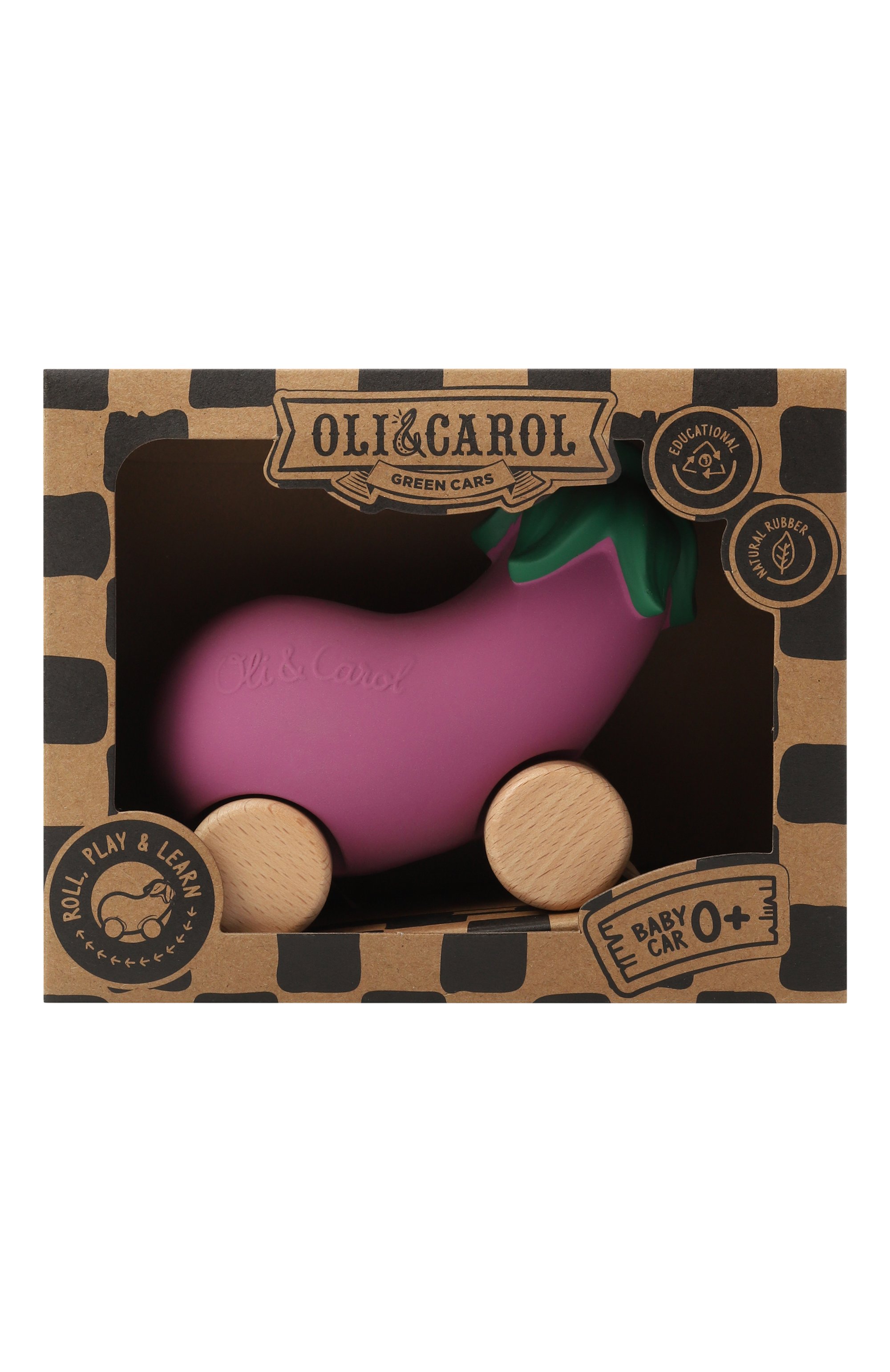 Игрушка-каталка emma the eggplant OLI&CAROL, арт. L-EGGPLANT-CAR, фото 1