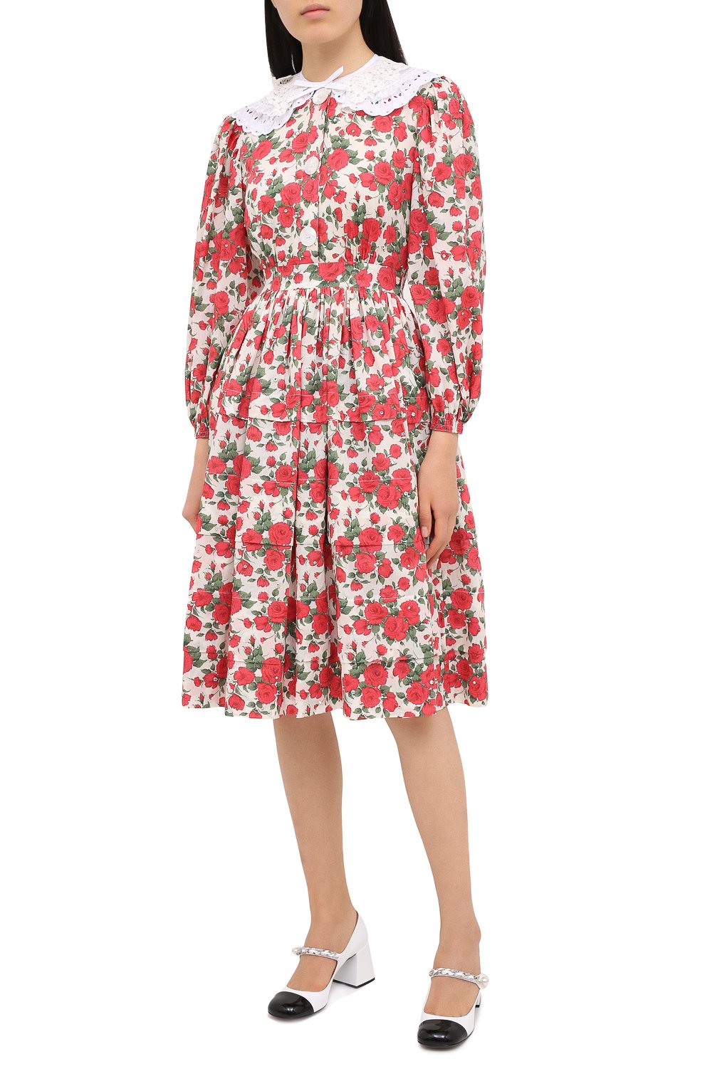 Хлопковое платье MIU MIU красного цвета по цене 420000 руб., арт. MF3891-1XH8-F0011, фото 3 Хлопковое платье MIU MIU, арт. MF3891-1XH8-F0011, фото 3