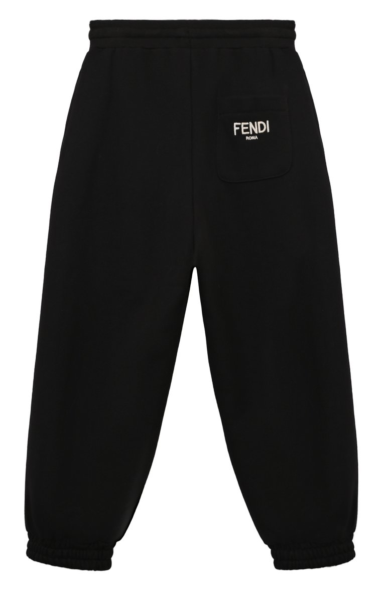 Детские хлопковые джоггеры FENDI черного цвета, арт. JUF065/AJ2U/8-12+ | Фото 2 (Нос: Не проставлено; Материал внешний: Хлопок; Мальчики Кросс-КТ: Джоггеры-одежда; Автоматизация состава: Проставлено; Ростовка одежда: 12 лет | 152 см, 9 лет | 134 см, 10 - 11 лет | 140 - 146см, 13 - 15 лет | 158 см)