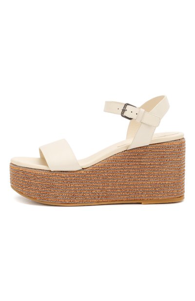 Кожаные босоножки BRUNELLO CUCINELLI белого цвета по цене 120000 руб., арт. MZBSG1717, фото 3 Кожаные босоножки BRUNELLO CUCINELLI, арт. MZBSG1717, фото 3