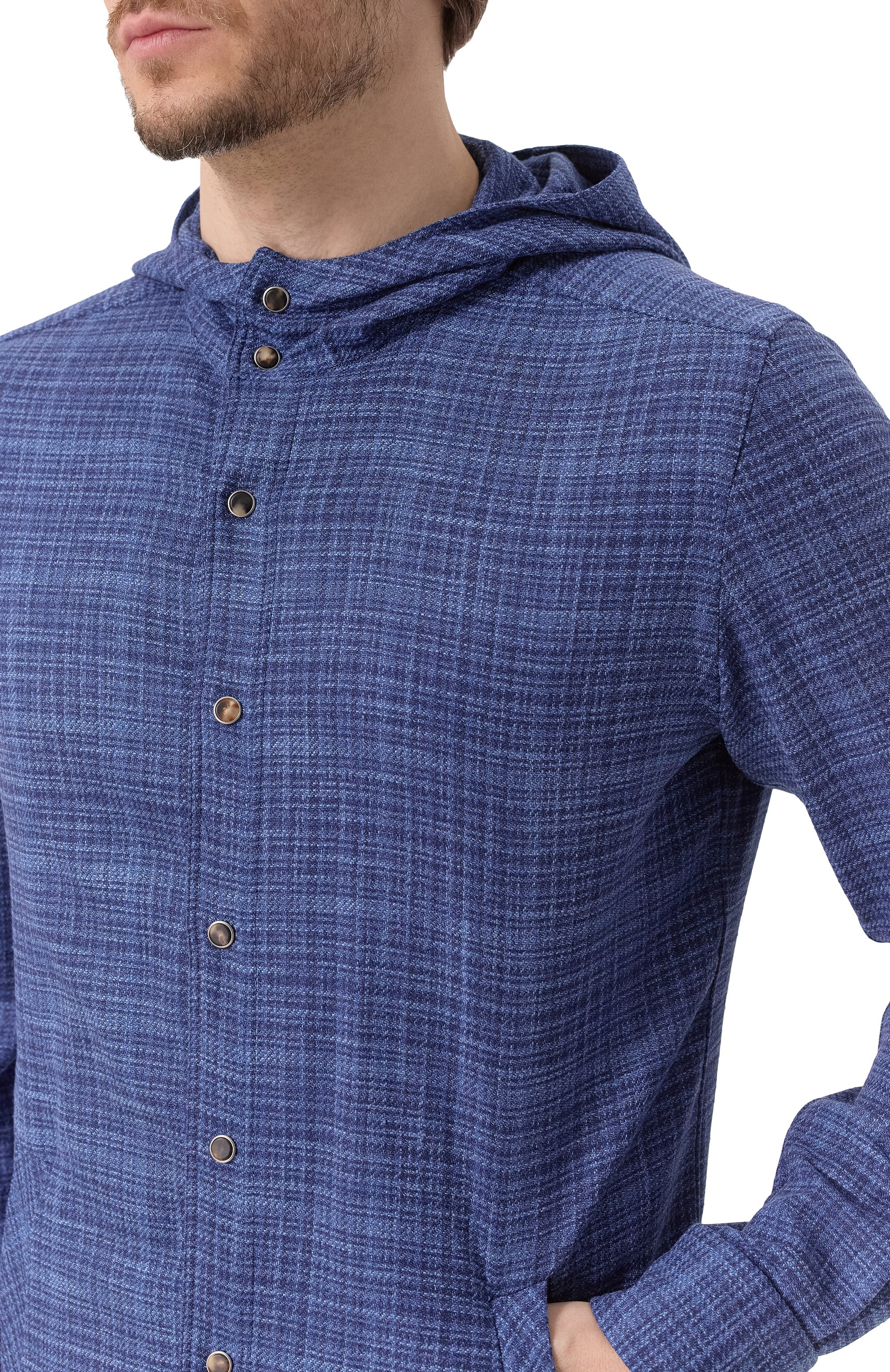 Рубашка из шерсти и шелка KITON синего цвета по цене 149000 руб., арт. UMCMARK0617E14, фото 5 Рубашка из шерсти и шелка KITON, арт. UMCMARK0617E14, фото 5