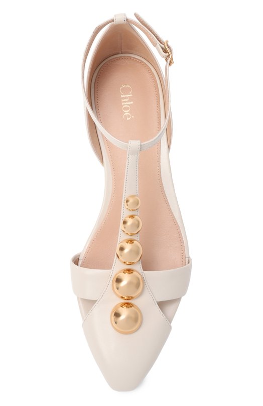 Кожаные сандалии Cleia Chloé CH26S160WQ Кремовый  CH26S160WQ Фото 6