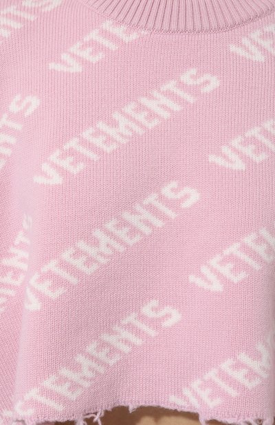 Шерстяной свитер VETEMENTS розового цвета по цене 99750 руб., арт. UE63KN900P, фото 5 Шерстяной свитер VETEMENTS, арт. UE63KN900P, фото 5