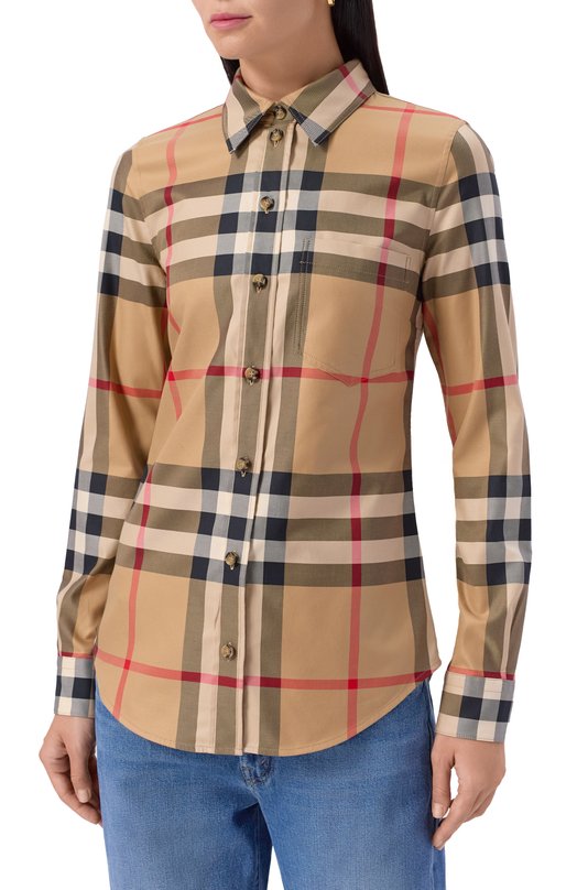 Хлопковая рубашка Burberry 8111856 Бежевый  8111856 Фото 3