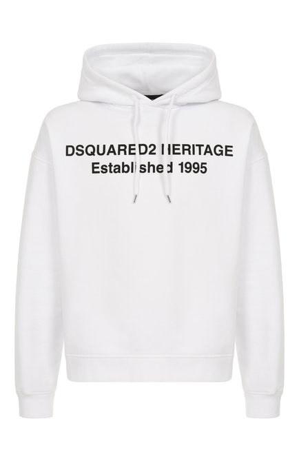 Мужской хлопковое худи DSQUARED2 белого цвета, арт. S74GU0897/S25516 | Фото 1 (Автоматизация ТО: Проставлено; Автоматизация состава: Проставлено; Материал внешний: Хлопок; Длина (для топов): Стандартные; Мужское Кросс-КТ: Худи-одежда; Рукава: Длинные; Принт: С принтом; Детали: Без декора; Стили: Спорт-шик)