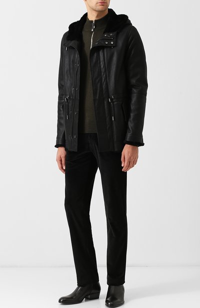 Укороченная дубленка прямого кроя на молнии с капюшоном YVES SALOMON, арт. 9WHM61277MERL, фото 2