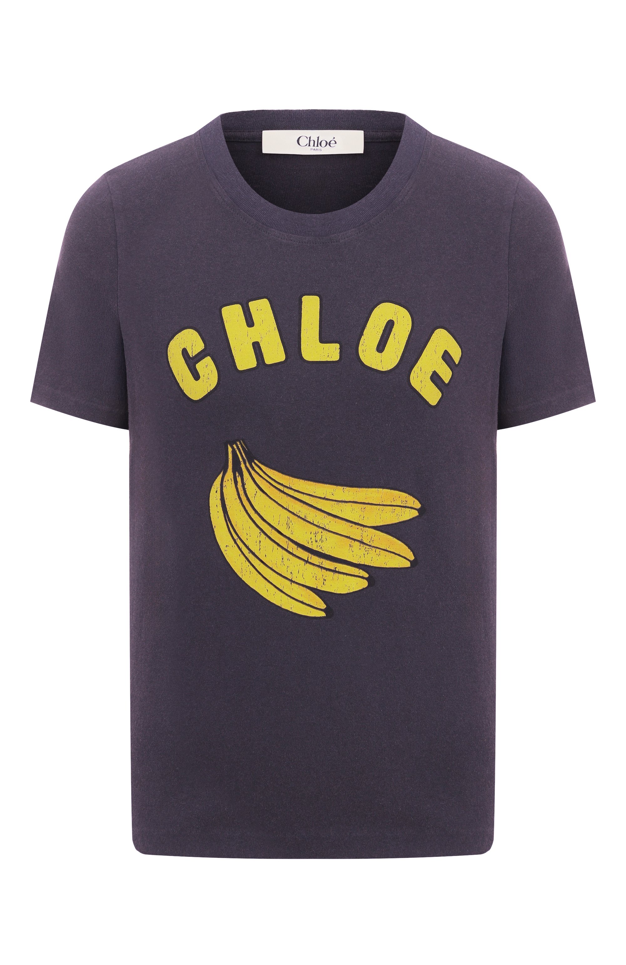 Хлопковая футболка CHLOÉ темно-синего цвета по цене 61550 руб., арт. CH25SJH08187, фото 1 Хлопковая футболка CHLOÉ, арт. CH25SJH08187, фото 1