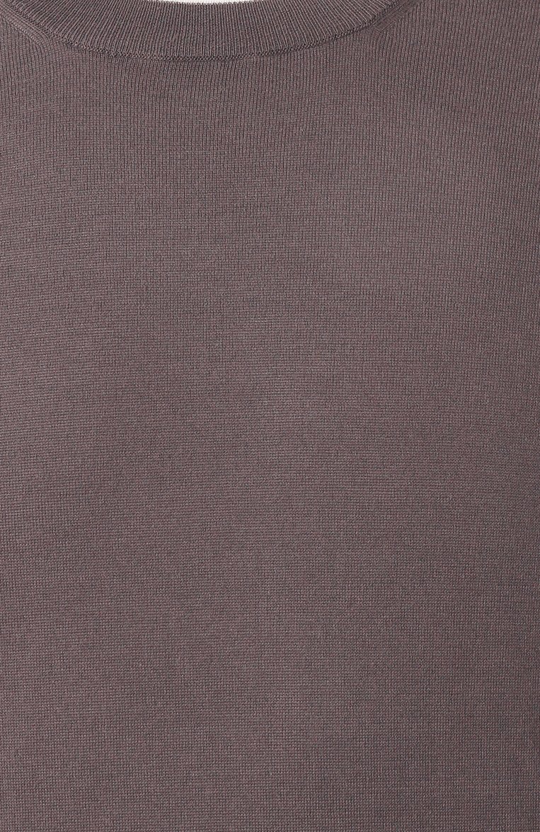Мужской хлопковый джемпер BRUNELLO CUCINELLI коричневого цвета, арт. M29805200 | Фото 6 (Рукава: Короткие; Материал внешний: Хлопок; Длина (для топов): Стандартные; Вырез: Круглый; Принт: Без принта; Мужское Кросс-КТ: Джемперы; Стили: Кэжуэл)