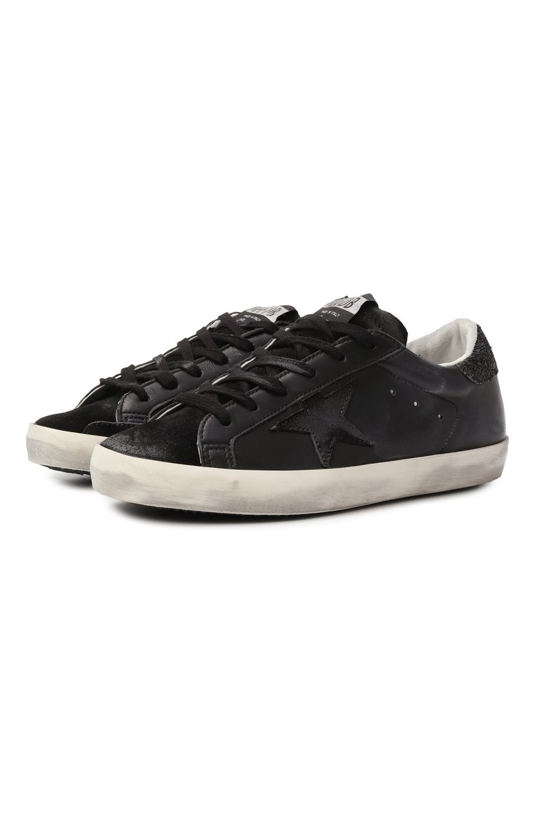 Женские кожаные кеды super-star GOLDEN GOOSE DELUXE BRAND черного цвета, арт. GWF00101.F003463 | Фото 1 (Подошва: Платформа; Материал внутренний: Натуральная кожа; Материал внешний: Натуральная кожа; Кросс-КТ: Низкие; Стили: Кэжуэл; Материал утеплителя: Без утеплителя; Автоматизация состава: Проставлено; Автоматизация ТО: Проставлено)
