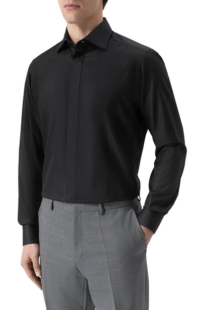 Хлопковая сорочка ZILLI черного цвета по цене 97250 руб., арт. TUXA01M010004211U, фото 3 Хлопковая сорочка ZILLI, арт. TUXA01M010004211U, фото 3