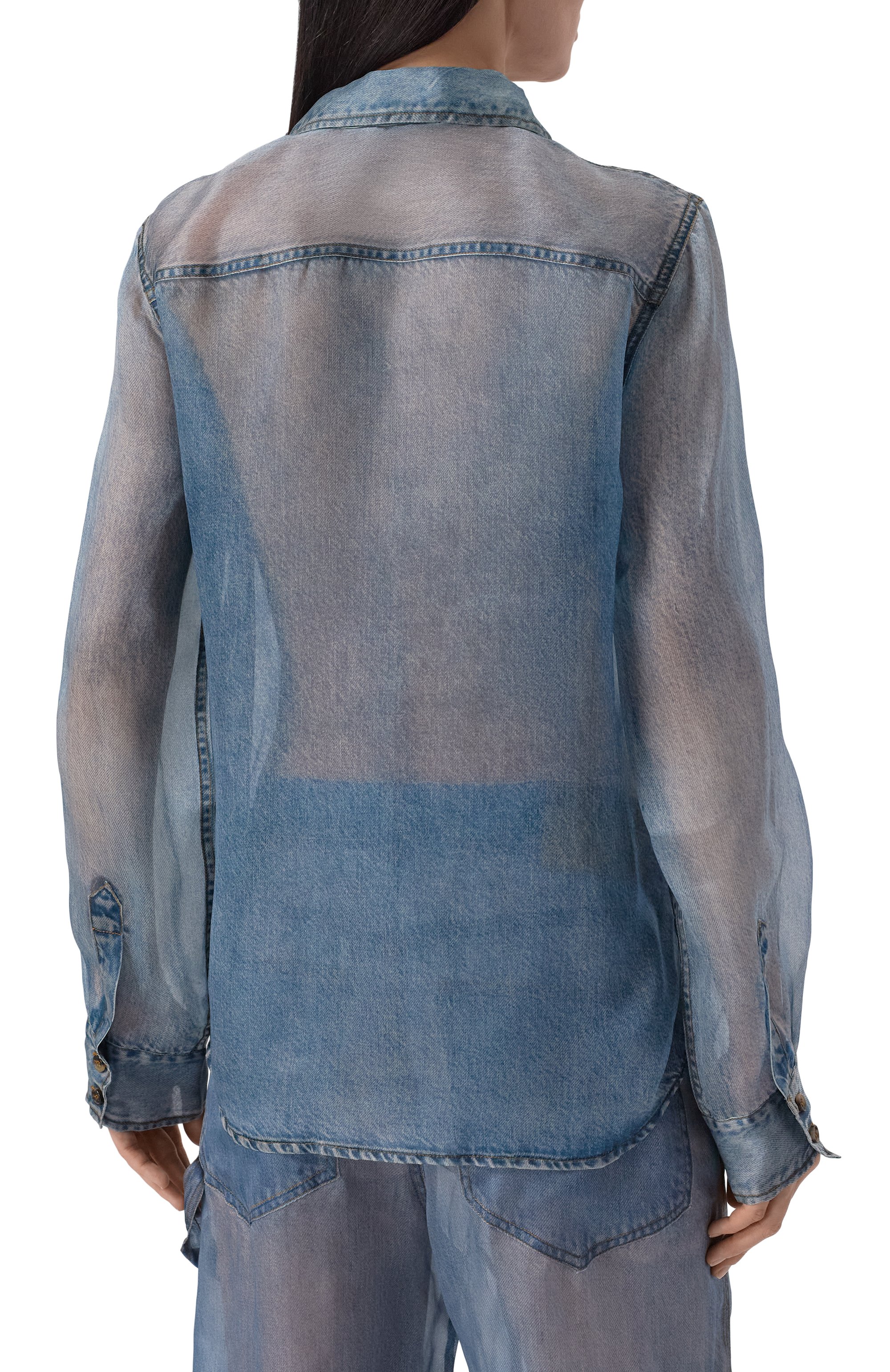 Шелковая рубашка HAIKURE синего цвета по цене 87550 руб., арт. HEW060820R001L0890, фото 4 Шелковая рубашка HAIKURE, арт. HEW060820R001L0890, фото 4