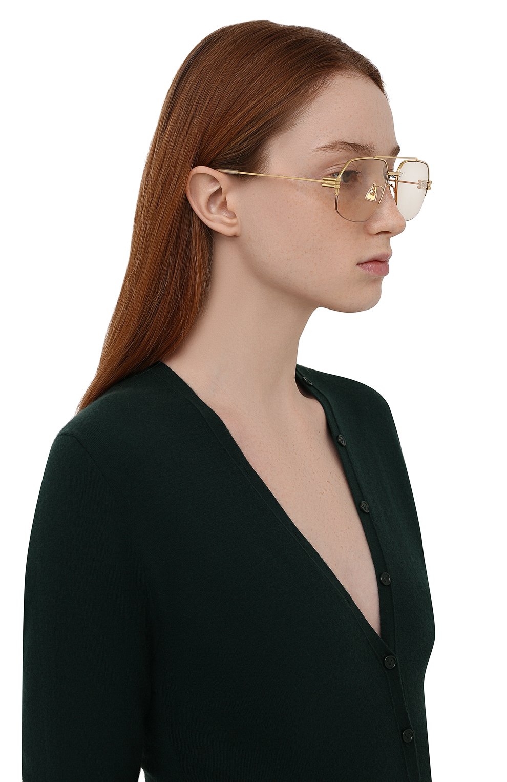 Солнцезащитные очки BOTTEGA VENETA золотого цвета по цене 34300 руб., арт. 679959/V4450, фото 2 Солнцезащитные очки BOTTEGA VENETA, арт. 679959/V4450, фото 2