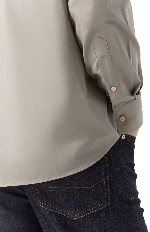 Хлопковая рубашка Brunello Cucinelli MA6740627 Хаки  MA6740627 Фото 5