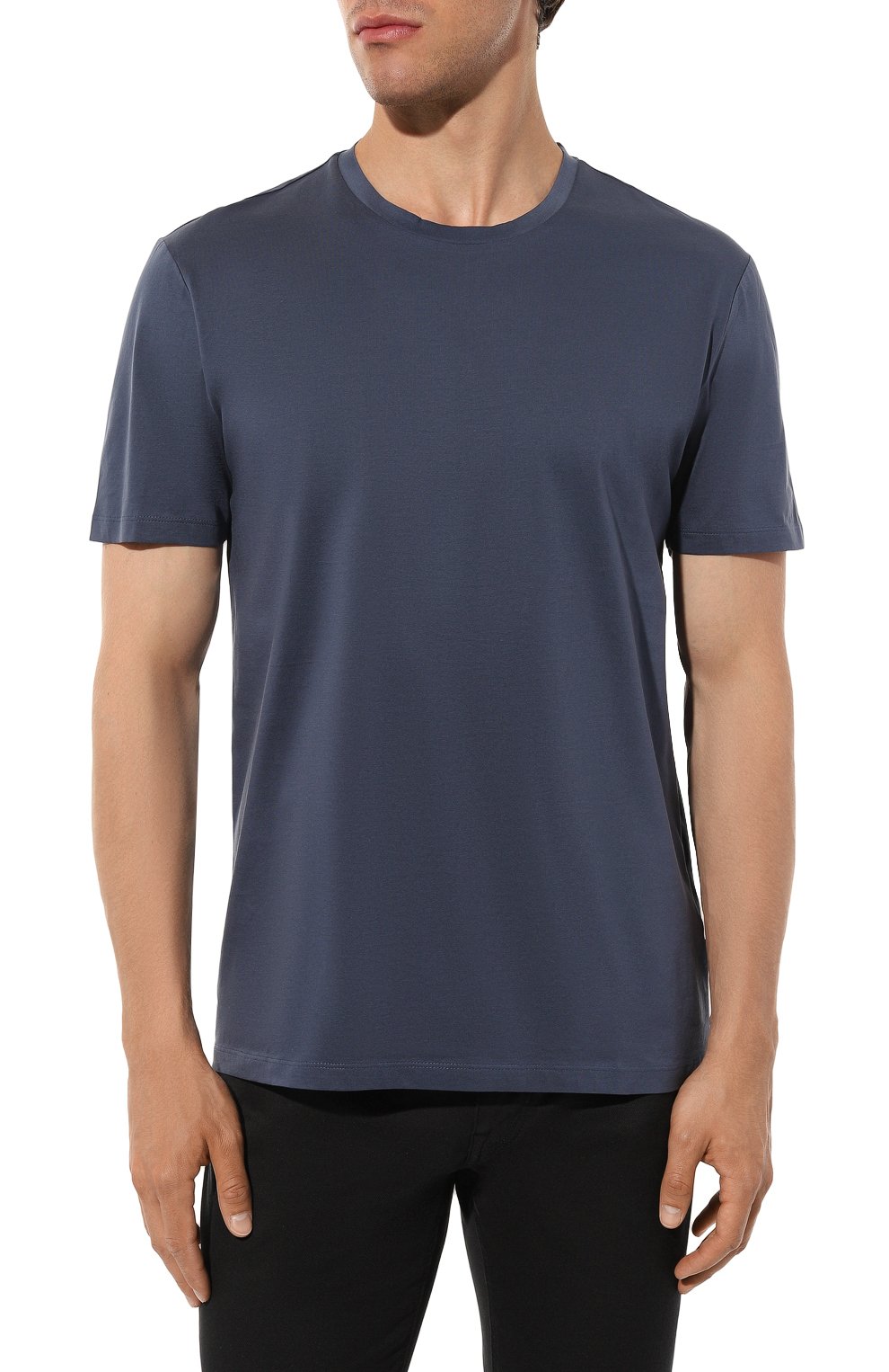 Хлопковая футболка BOSS синего цвета по цене 11950 руб., арт. 50468395, фото 3 Хлопковая футболка BOSS, арт. 50468395, фото 3