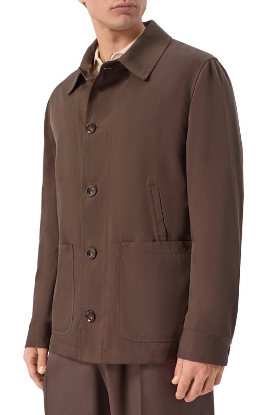 Шелковая куртка Brioni SGR90L/PD43T Коричневый  SGR90L/PD43T Фото 3