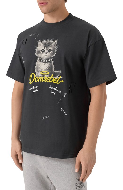 Хлопковая футболка DOMREBEL M KITTY PUNK Серый  M KITTY PUNK Фото 3