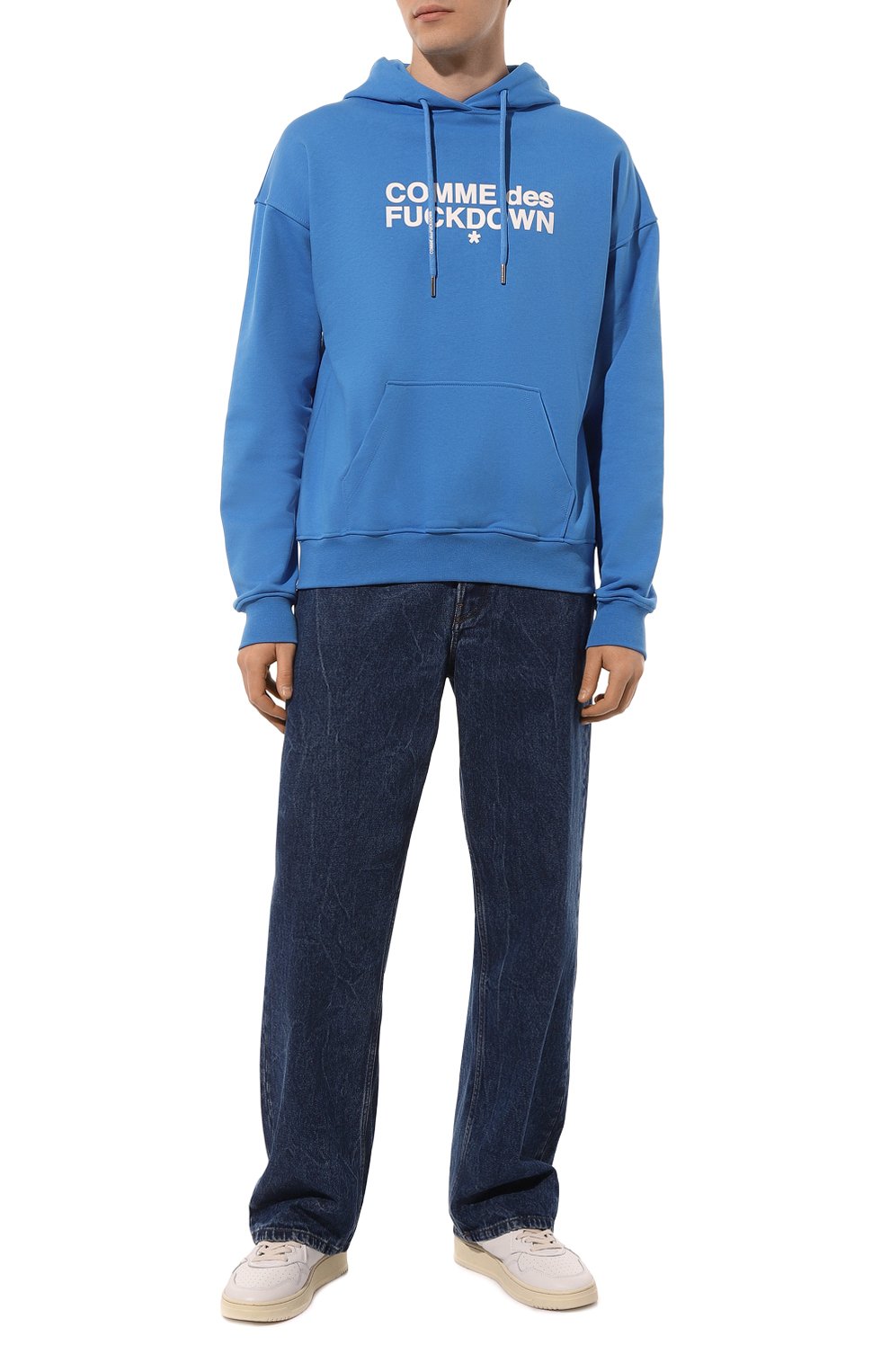 Хлопковое худи COMME DES FUCKDOWN синего цвета по цене 19950 руб., арт. CDFU2109, фото 2 Хлопковое худи COMME DES FUCKDOWN, арт. CDFU2109, фото 2