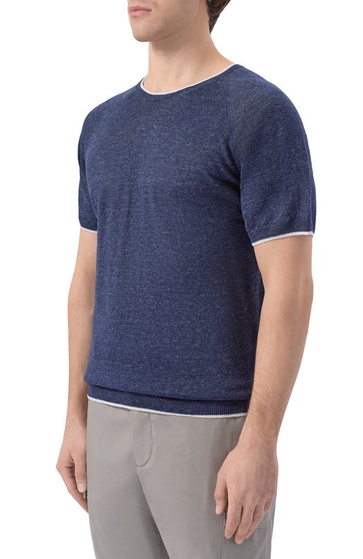 Льняной джемпер Kiton UMK0981 Синий  UMK0981 Фото 3