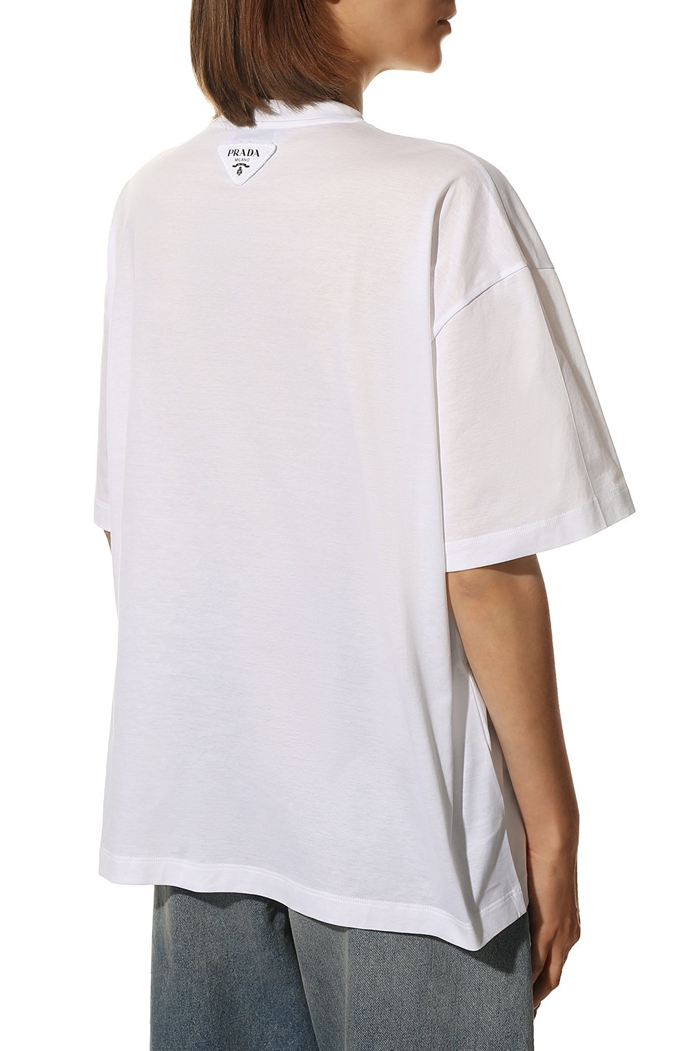 Хлопковая футболка PRADA, арт. 3558A-10M1-F0009-211, фото 4