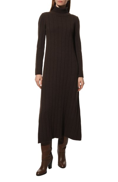 Платье из шерсти и кашемира CREM38 темно-коричневого цвета по цене 76200 руб., арт. CREM250 LATA, фото 3 Платье из шерсти и кашемира CREM38, арт. CREM250 LATA, фото 3