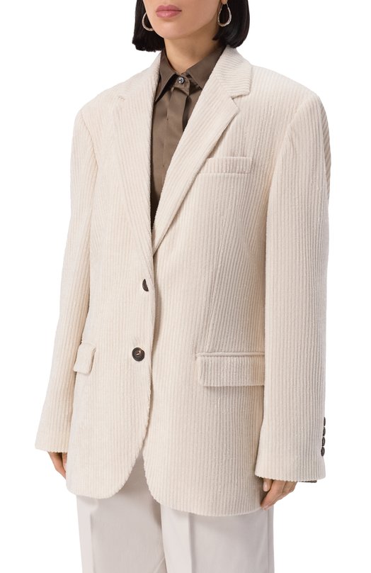 Вельветовый жакет Brunello Cucinelli MG5167514P Кремовый  MG5167514P Фото 3