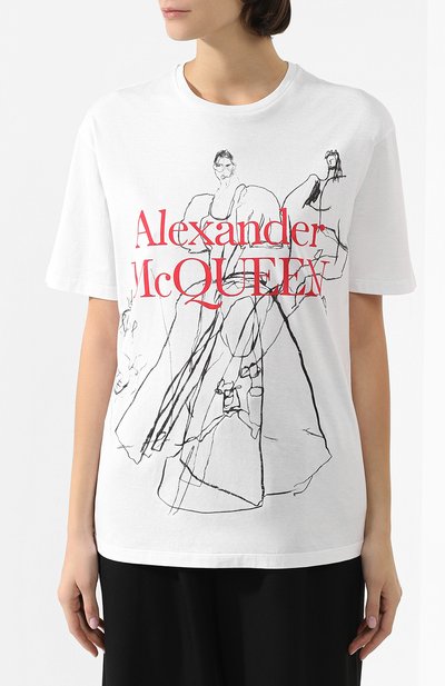 Хлопковая футболка ALEXANDER MCQUEEN белого цвета по цене 29050 руб., арт. 620650/QZABD, фото 3 Хлопковая футболка ALEXANDER MCQUEEN, арт. 620650/QZABD, фото 3