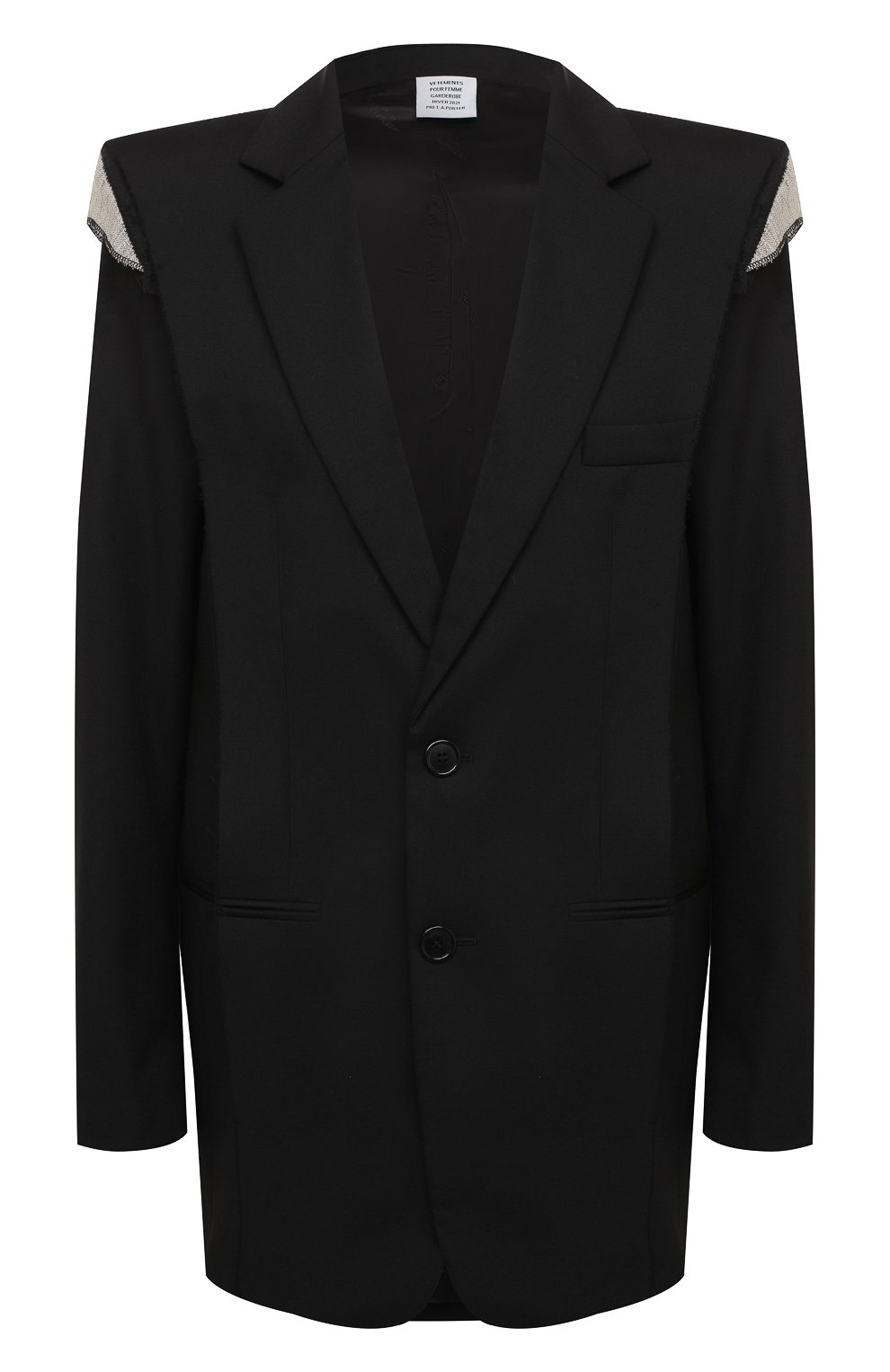 Шерстяной жакет VETEMENTS черного цвета по цене 217500 руб., арт. WAH21JA021 1208/BLACK, фото 1 Шерстяной жакет VETEMENTS, арт. WAH21JA021 1208/BLACK, фото 1
