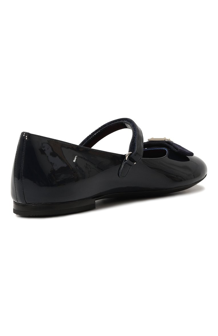 Детские кожаные балетки DOLCE & GABBANA темно-синего цвета, арт. D11193/A5291/37-39 | Фото 3 (Материал внутренний: Натуральная кожа; Нос: Не проставлено; Материал внешний: Натуральная кожа)