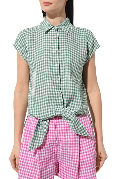 Льняная рубашка 120% LINO зеленого цвета по цене 32250 руб., арт. 31ALIW19P4/000G223/100, фото 3 Льняная рубашка 120% LINO, арт. 31ALIW19P4/000G223/100, фото 3