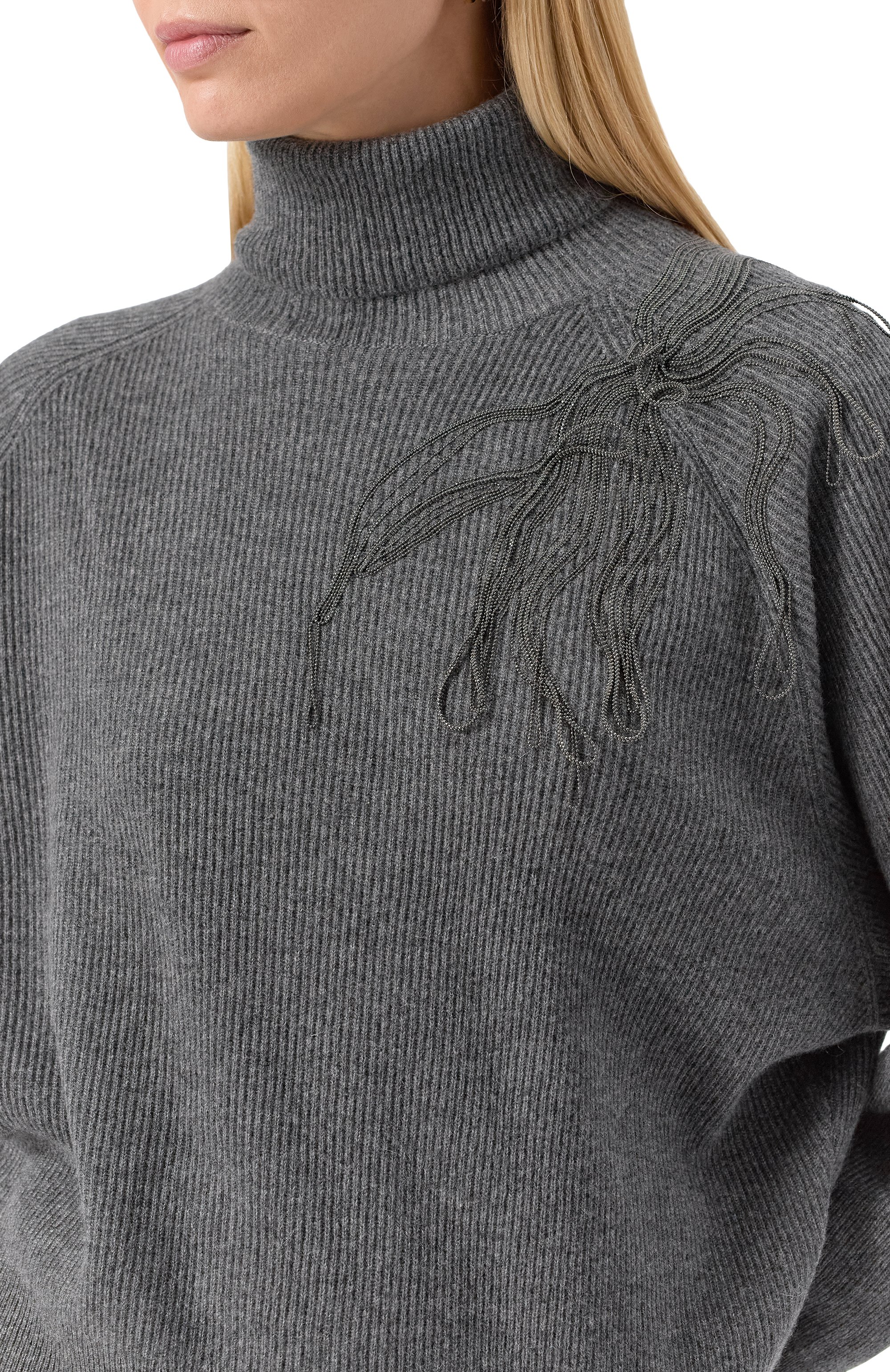 Кашемировый свитер BRUNELLO CUCINELLI серого цвета по цене 422000 руб., арт. M12218903, фото 5 Кашемировый свитер BRUNELLO CUCINELLI, арт. M12218903, фото 5