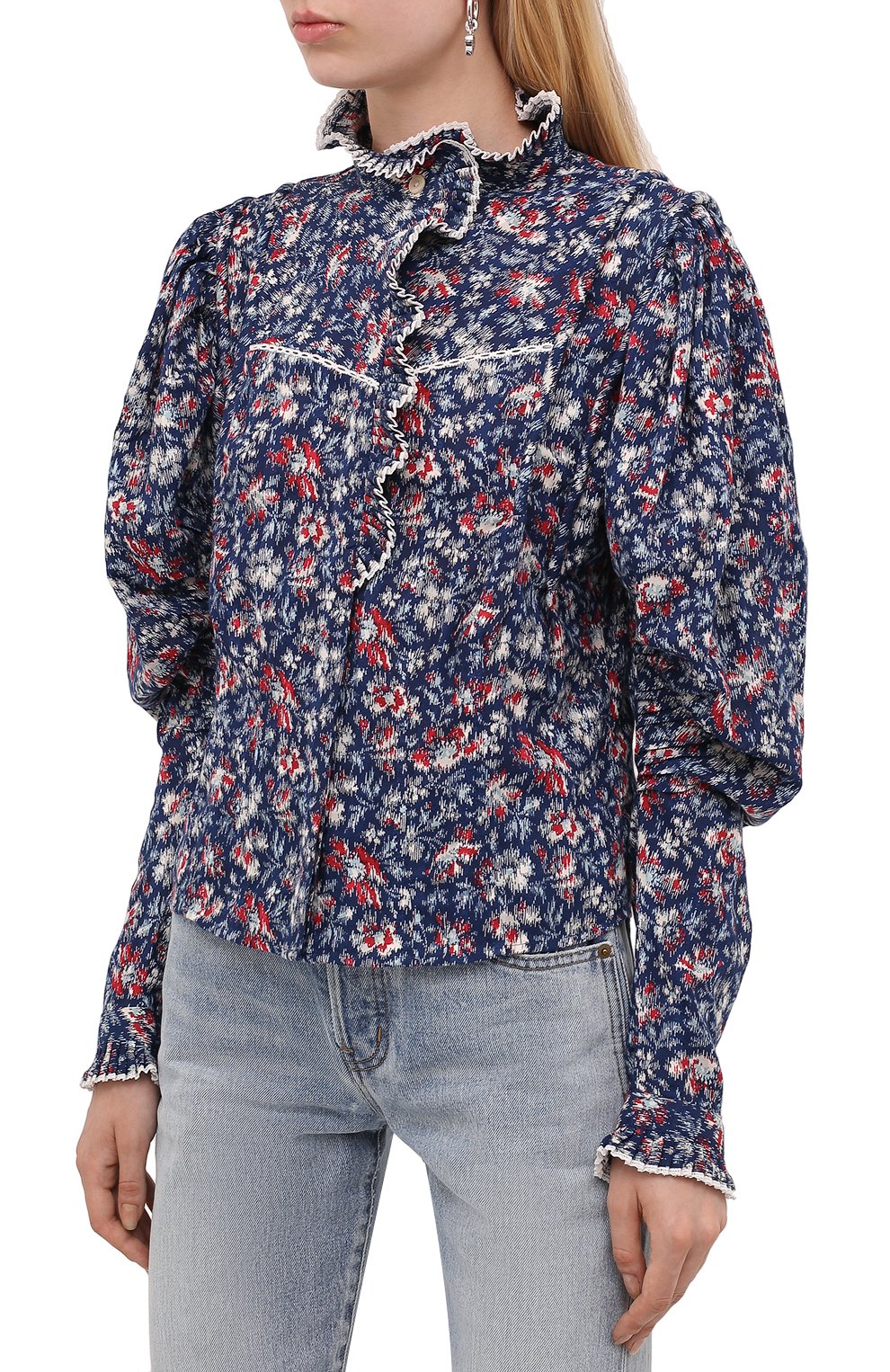 Хлопковая блузка ISABEL MARANT ETOILE темно-синего цвета по цене 39950 руб., арт. HT2123-21A024E/DARYA, фото 3 Хлопковая блузка ISABEL MARANT ETOILE, арт. HT2123-21A024E/DARYA, фото 3