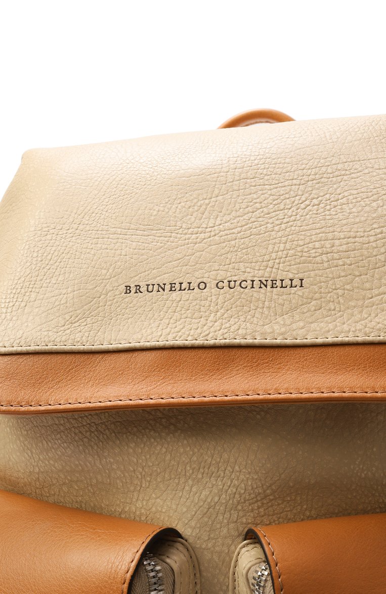 Мужской рюкзак BRUNELLO CUCINELLI бежевого цвета, арт. MBIVBU325 | Фото 3 (Материал: Натуральная кожа; Размер: large; Стили: Кэжуэл; Автоматизация состава: Проставлено; Автоматизация ТО: Проставлено)