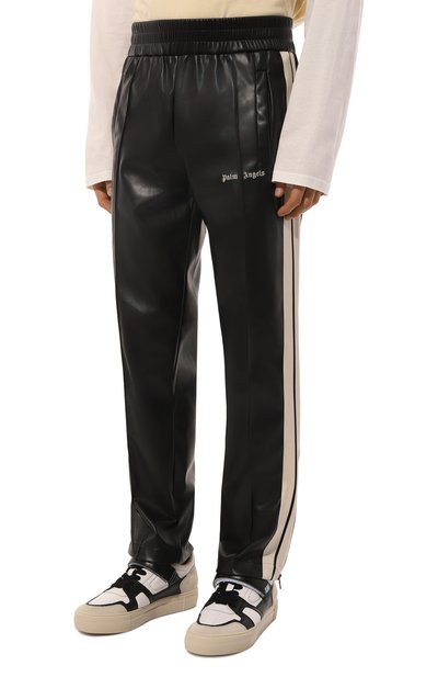 Брюки из экокожи PALM ANGELS черного цвета по цене 58400 руб., арт. PMCJ020F24FAB001, фото 3 Брюки из экокожи PALM ANGELS, арт. PMCJ020F24FAB001, фото 3